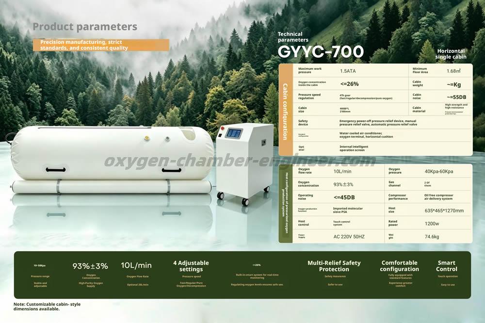 GYYC-700 Single-Person Horizontal Soft Hyperbaric Oxygen Chamber