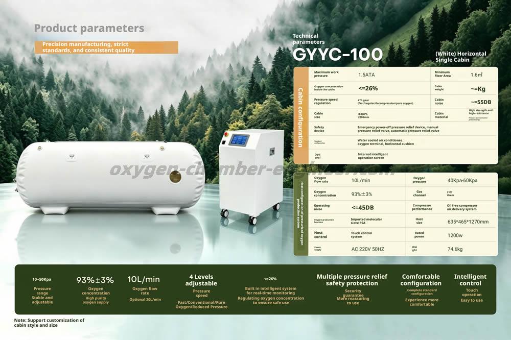 GYYC-100 Single-Person Horizontal Soft Hyperbaric Oxygen Chamber