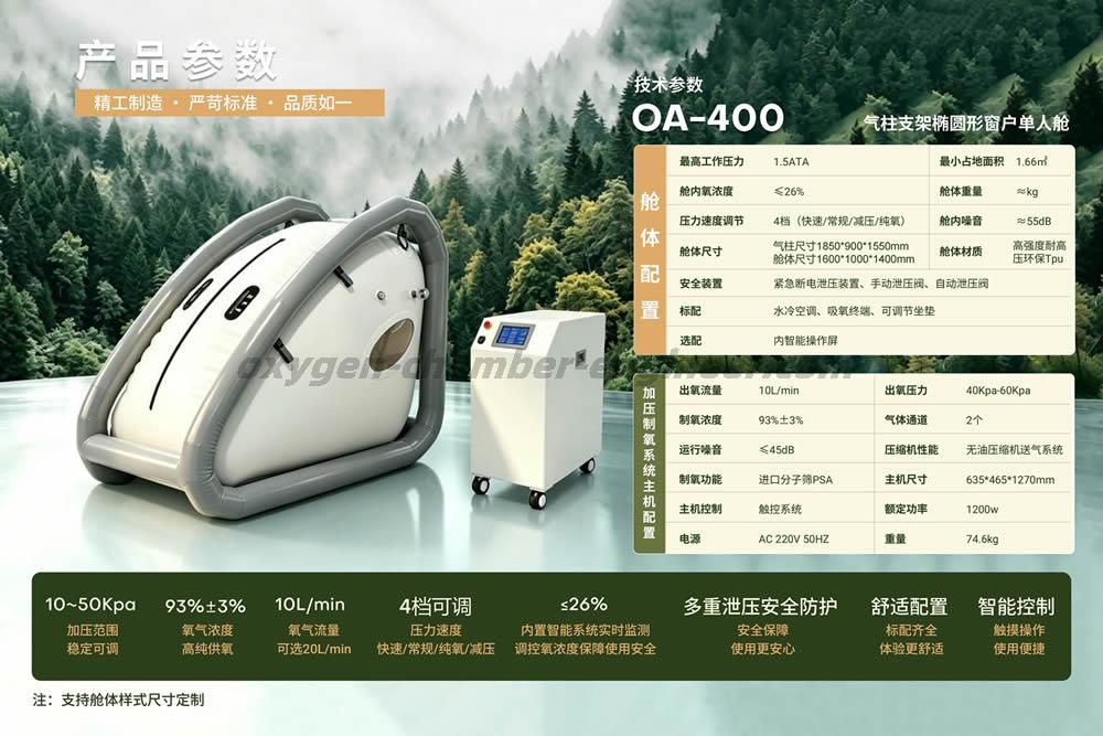 OA-400 单人椭圆形便携式软体微高压氧舱