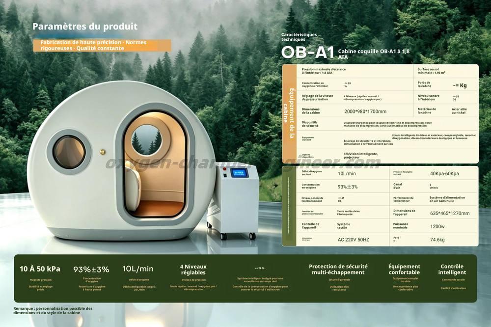 Ob - A1 1.8ata cabine à oxygène micro haute pression à coquille simple