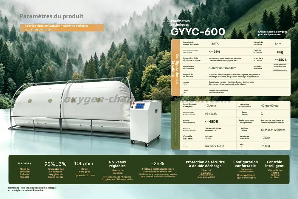 Gyyc - 600 cabine d'oxygène micro haute pression pour tente très grande