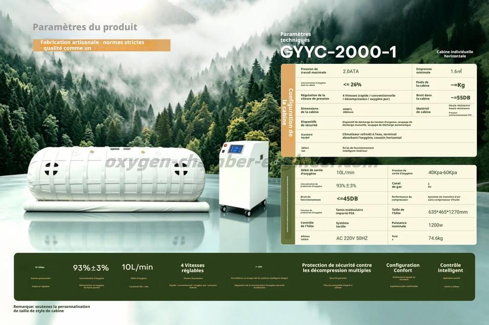 Gyyc - 2000 - 1 cabine d'oxygène micro haute pression à corps horizontal simple