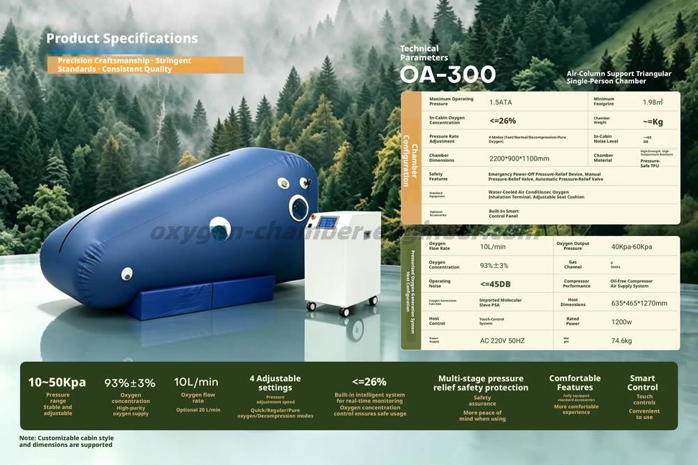 OA-300 single person air column triangular soft micro hyperbaric oxygen chamber