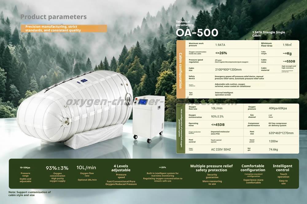 OA-500 single person triangular soft micro hyperbaric oxygen chamber