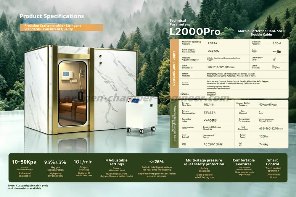 L2000Pro Double Marble Room Micro Hyperbaric Oxygen Chamber