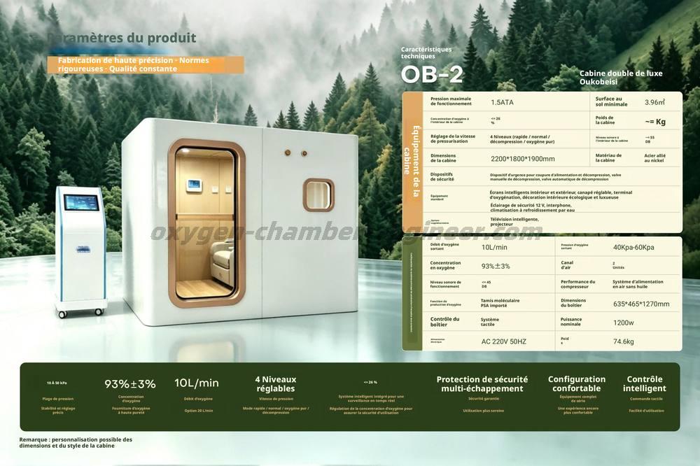 Ob - 2 double cabine d'oxygène rigide micro haute pression