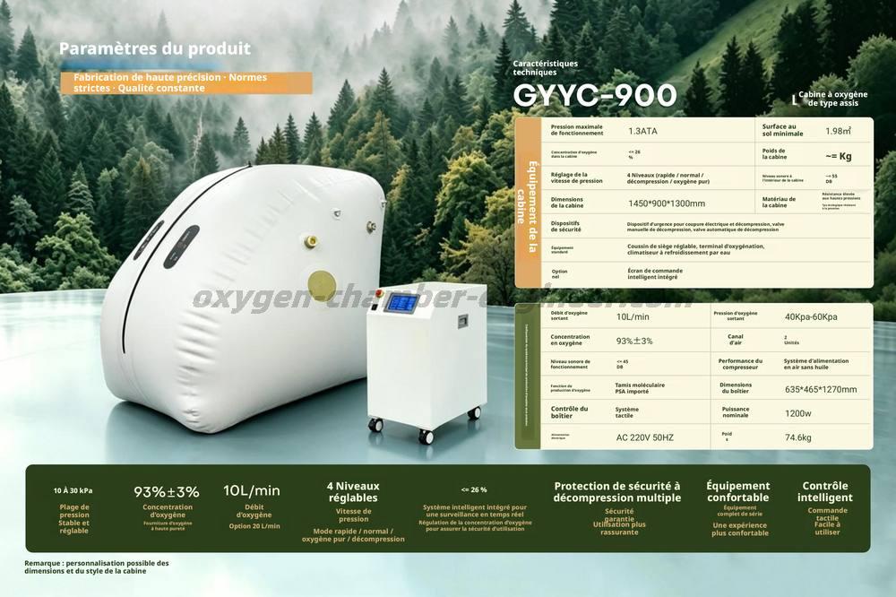 Gyyc - 900 L cabine d'oxygène micro haute pression pour siège Software