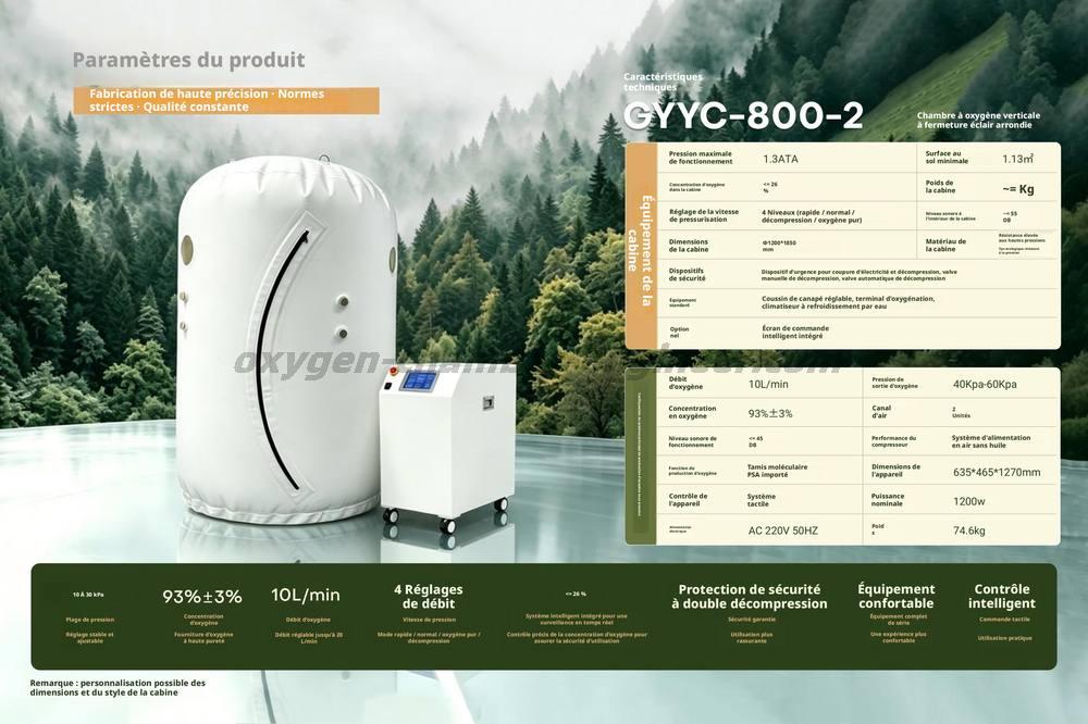 Gyyc - 800 - 2 cabine d'oxygène micro haute pression de type renard vertical