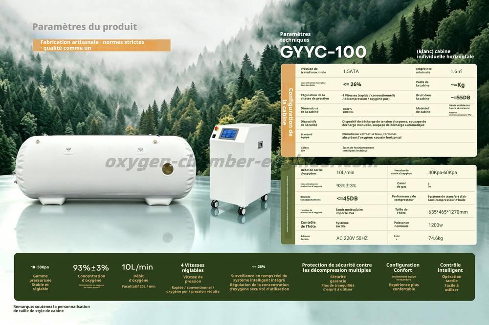 Gyyc - 100 cabine d'oxygène haute pression micro - software horizontale pour une personne