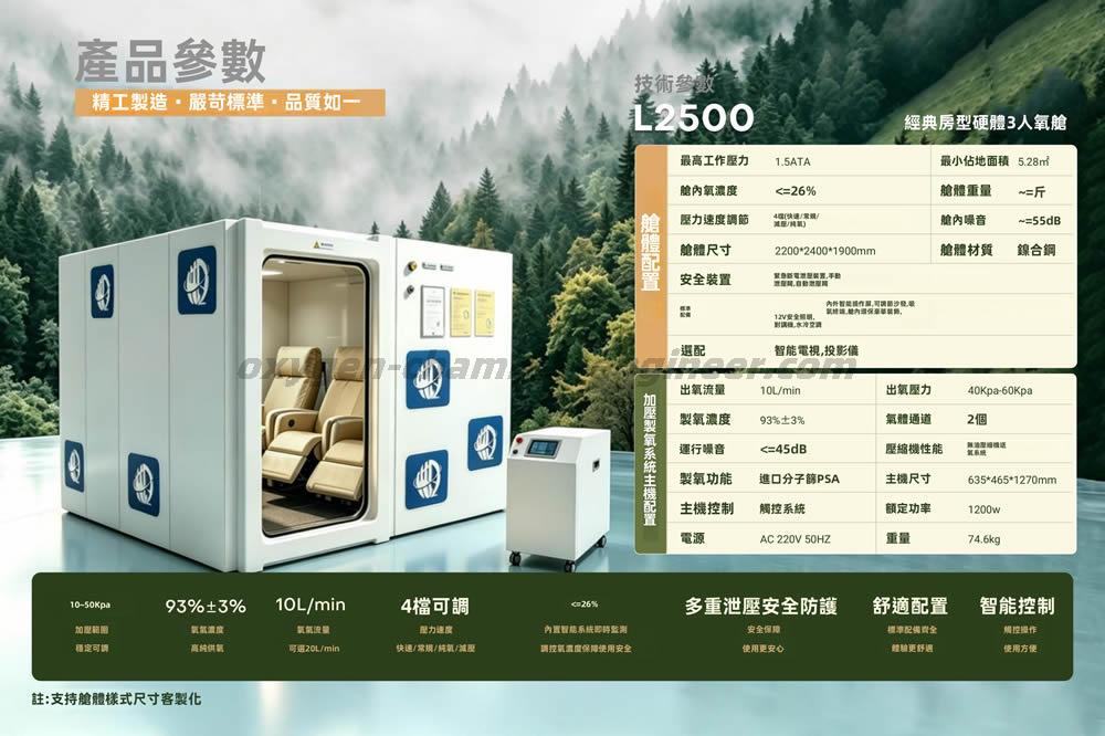 L2500經典3-6人房型硬體微高壓氧艙