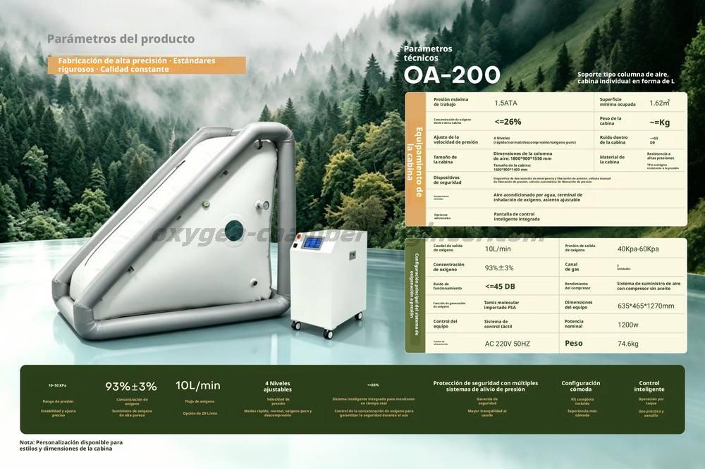 Oa - 200 columna de aire individual en forma de l cabina de micropelgación de oxígeno suave