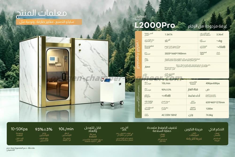 l2000pro مزدوجة غرفة الرخام نوع مايكرو غرفة الأوكسجين الضغط العالي