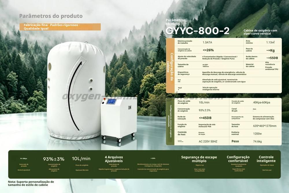 GYYC-800-2 Cabina de oxigênio de alta pressão de software vertical