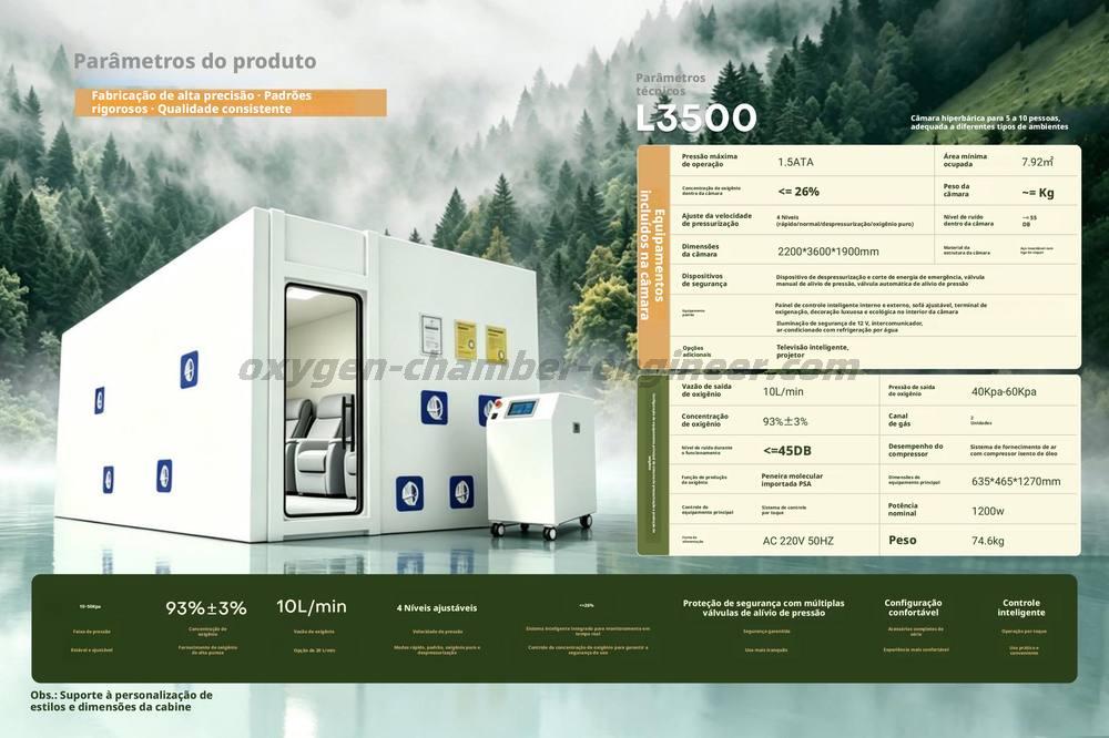 L3500 Cámara de oxigênio micro-alta pressão clássica para 5-10 pessoas