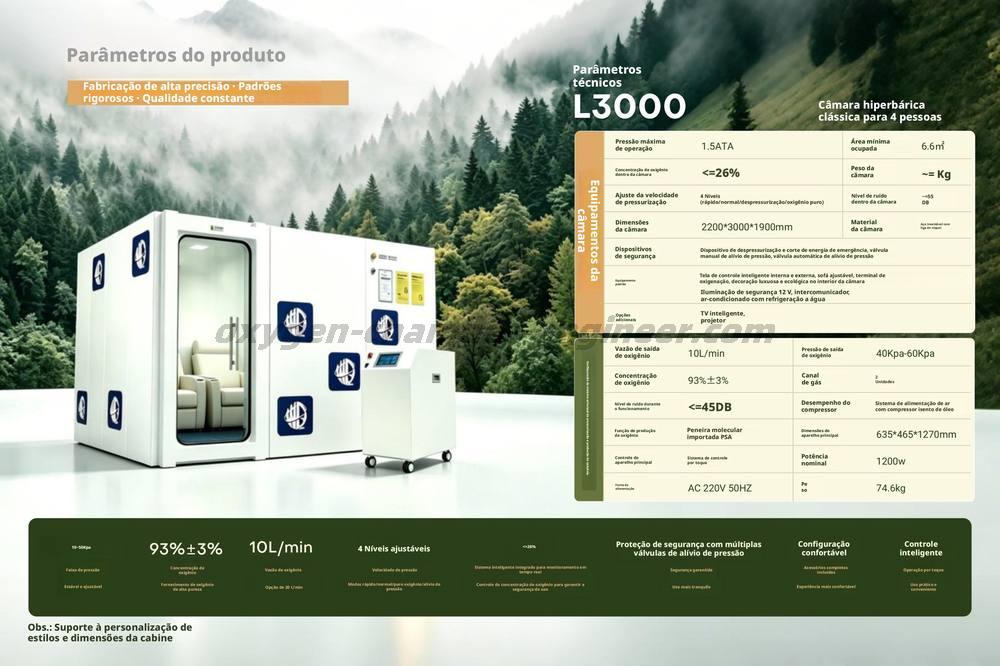 L3000 clássico 4-8 pessoas quarto hardware micro-alta pressão cápsula de oxigênio